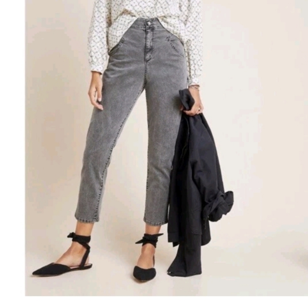 NEW Size Med Amadi Anthropologie High Rise Straight Leg Utility Lindy Pants Gray